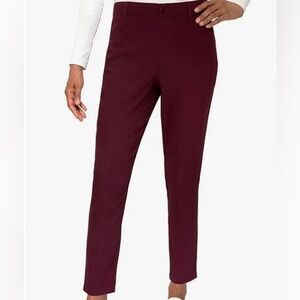 NWT Mario Serrani Deep Burgundy Cropped Textured Stretch Pull On Pants